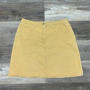 LL Bean Khaki Tan Womens 16 Petite Cotton Twill Preppy Casual‎ A-Line Mini Skirt